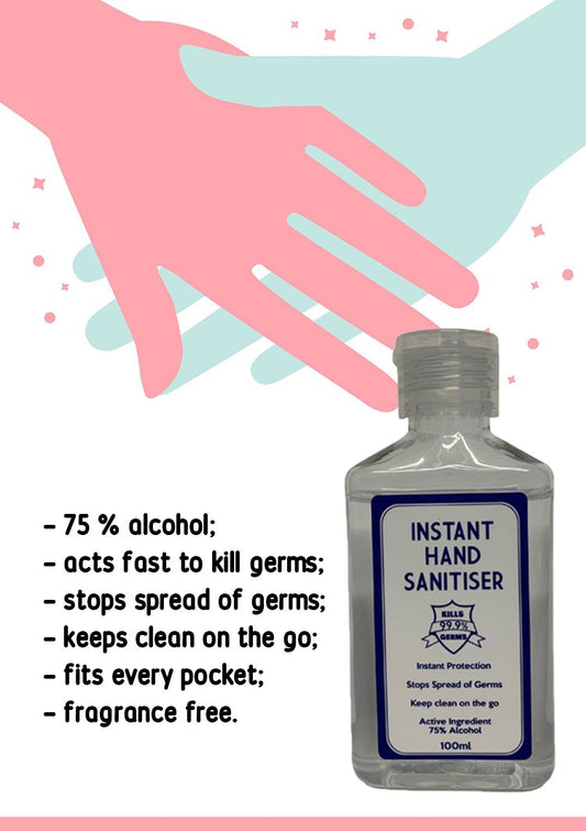 Hand Sanitiser 100ml Pocket Size - 75% Alcohol Portable Sanitiser