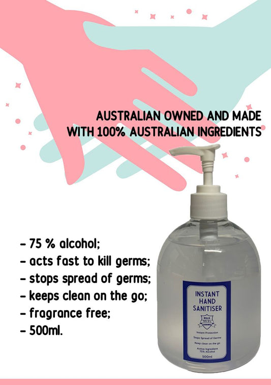 Hand Sanitiser 500ml Personal Use - 75% Alcohol Germ Protection Gel