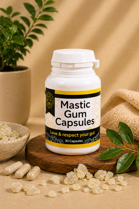 Mastic Gum Capsules – 30 Vegan Capsules (500mg each); pure Mastic Resin