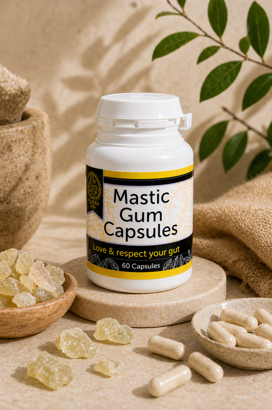 Mastic Gum Capsules – 60 Vegan Capsules (500mg each); pure Mastic Resin