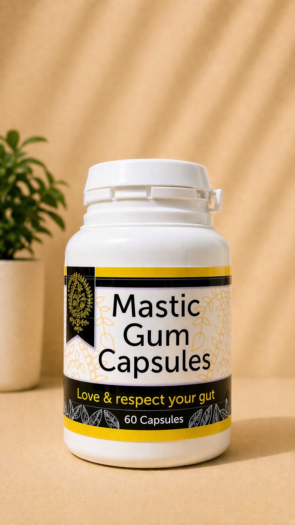 Mastic Gum Capsules – 60 Vegan Capsules (500mg each); pure Mastic Resin